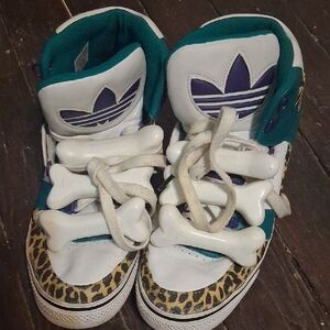 Adidas Jeremy Scott Sneakers - White, Teal, Leopard